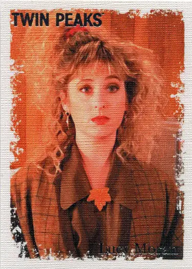 Portrait of a woman with curly hair and red lipstick in Rittenhouse Twin Peaks trading card