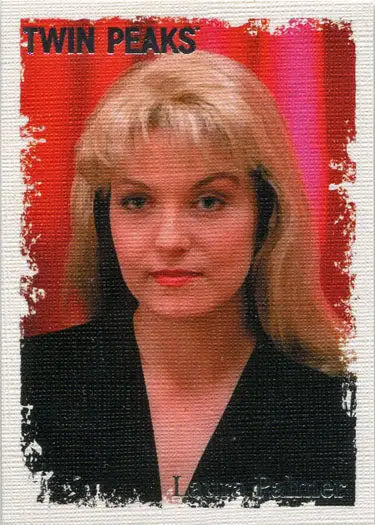 Blonde woman in dark jacket with serious expression from Twin Peaks Original Stars trading cards