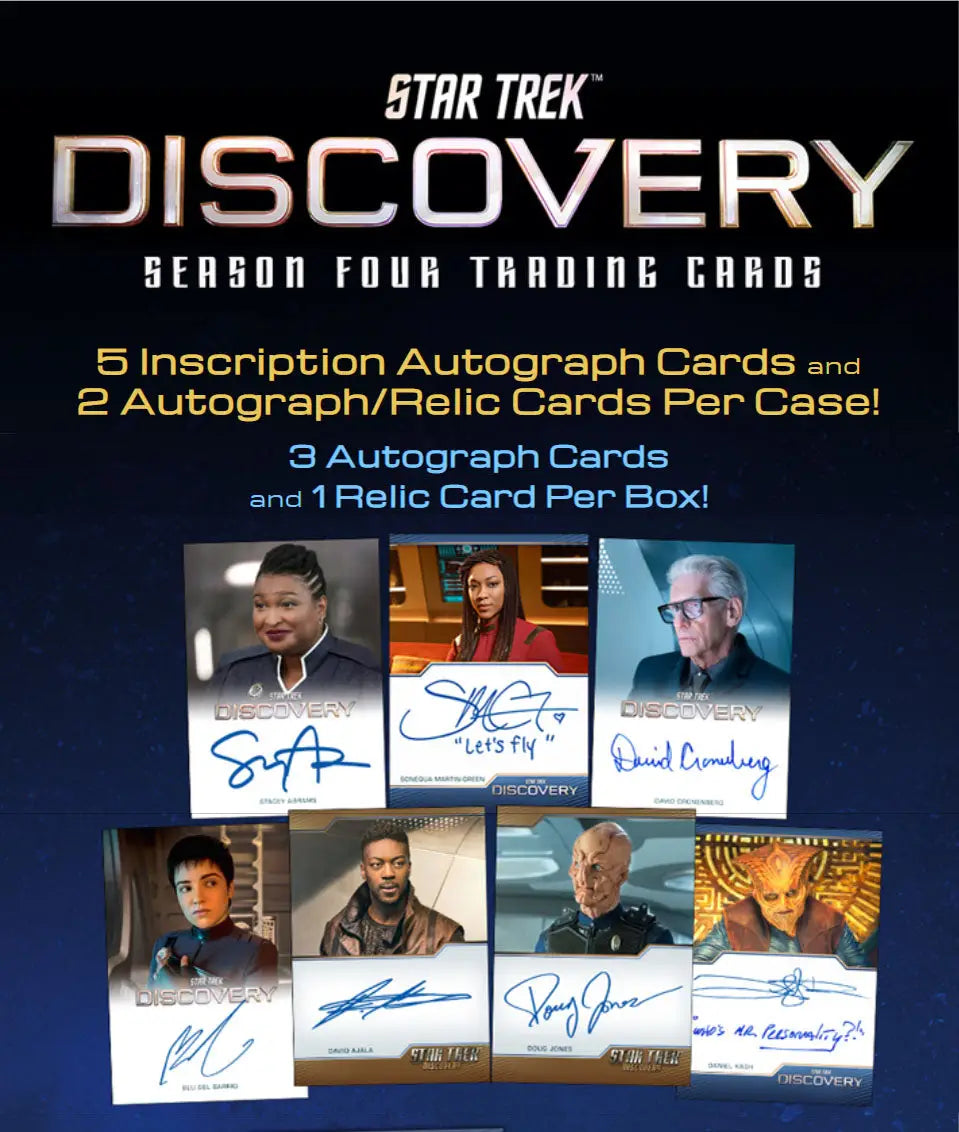 Star Trek Discovery Season 4 trading card box with autograph and relic cards