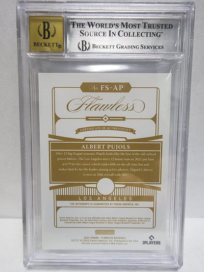 BGS-graded Albert Pujols 2022 Panini Flawless Sapphire Auto in protective case