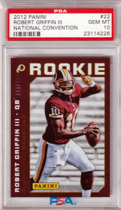 PSA-graded 2012 Panini Robert Griffin III rookie football card #10 for sale at Columbia Hobby