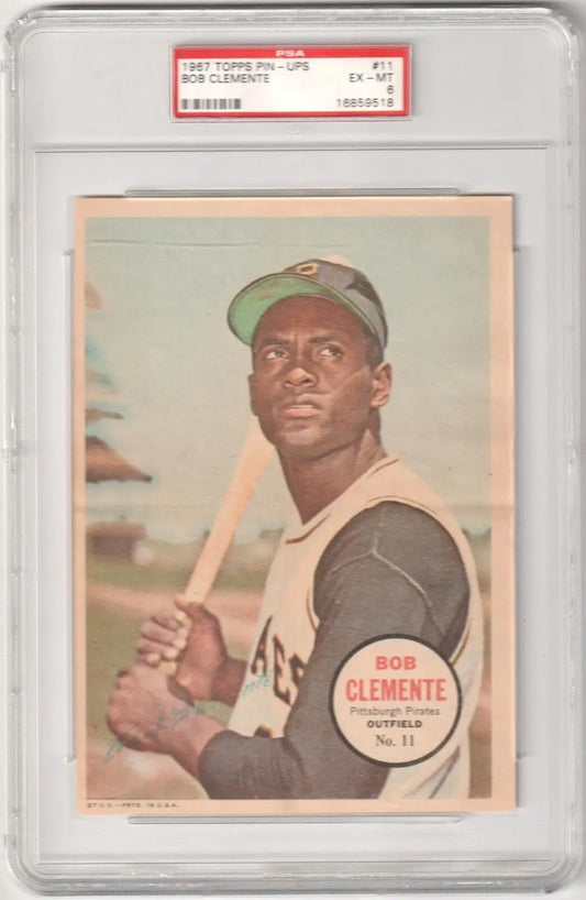 PSA-graded 1967 Roberto Clemente baseball card, perfect for single cards collectors at Columbia Hobby