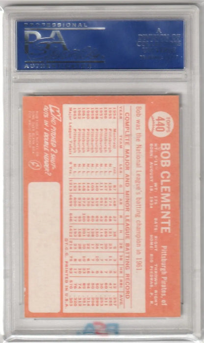 Roberto Clemente 1964 Topps #440 PSA 6 EX-MT baseball card in protective holder for sale