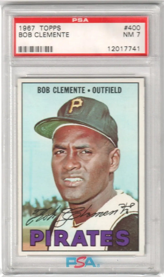 PSA-graded 1967 Topps Pittsburgh Pirates Roberto Clemente card for sale at Columbia Hobby