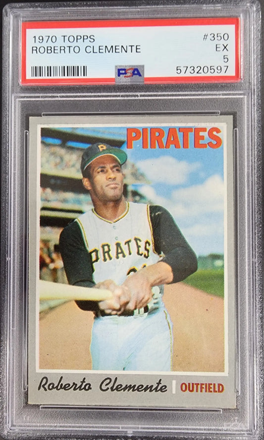 Roberto Clemente 1970 Topps #350 PSA 5 EX baseball card featuring Pirates outfielder