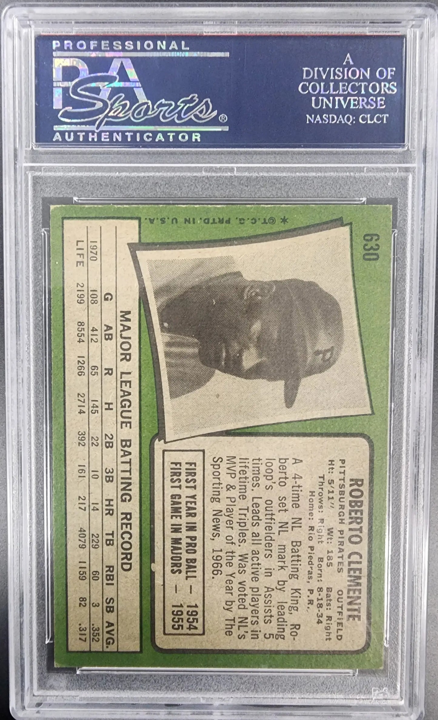 Roberto Clemente 1971 Topps #630 PSA 5.5 EX+ vintage baseball card in protective case