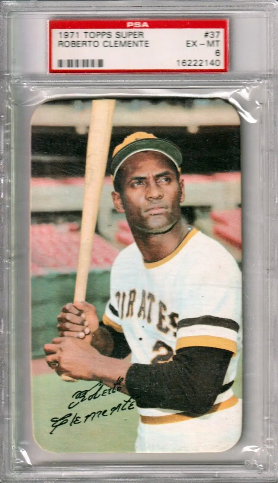 PSA-graded Roberto Clemente 1971 Topps Super #37 single card in batting stance for sale