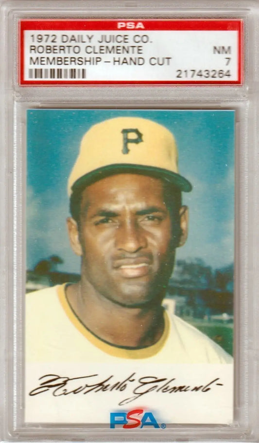 PSA-graded 1972 Daily Juice Co. Pittsburgh Pirates card in case with box free shipping option