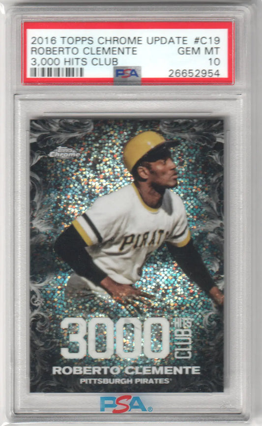 PSA-graded 2016 Topps Chrome Update Roberto Clemente 3,000 Hits Club baseball card