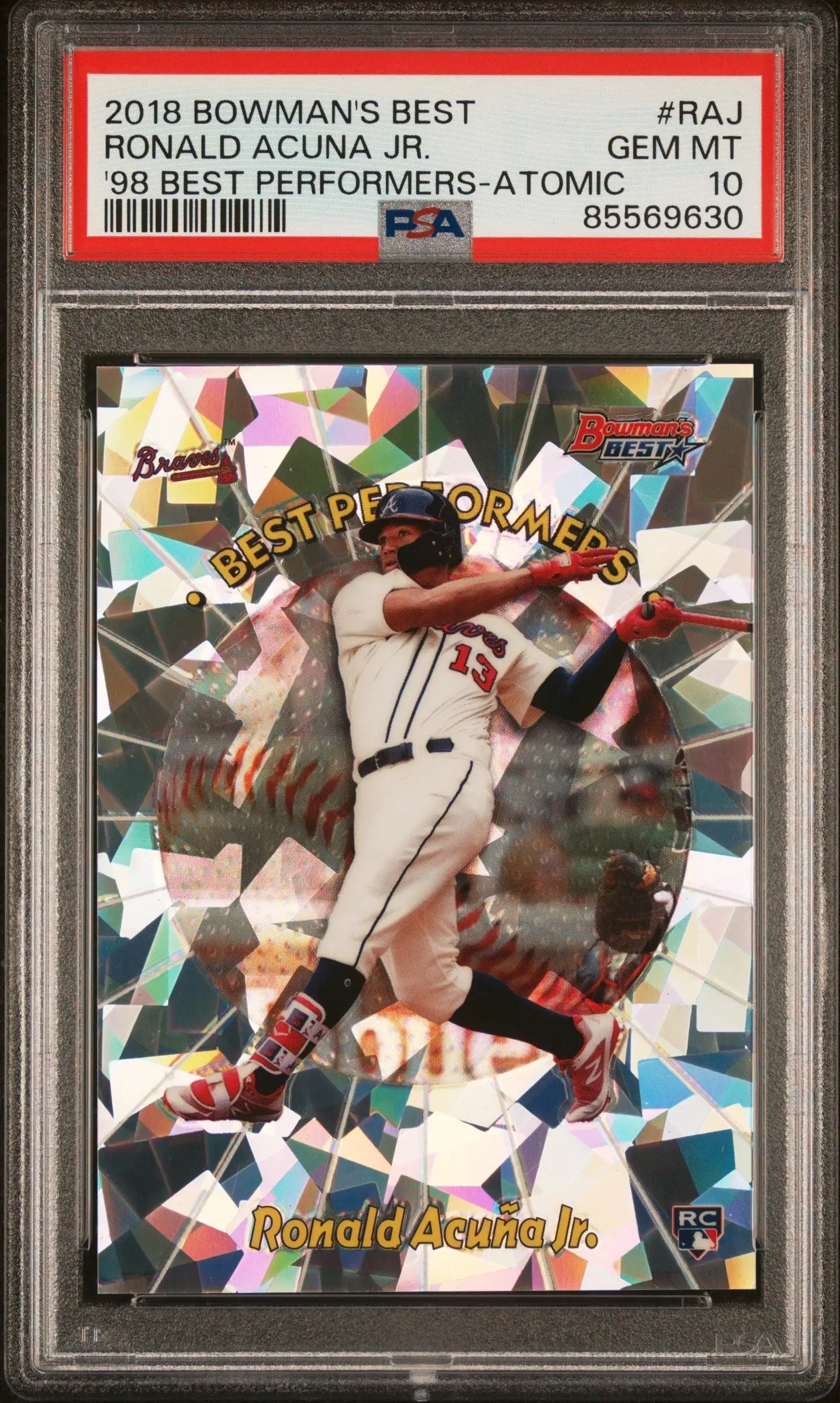 PSA 10 Gem Mint Ronald Acuna Jr. 2018 Bowmans Best Performers Atomic Refractor card