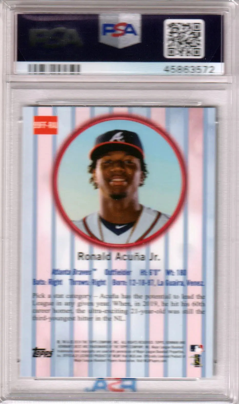 Ronald Acuna Jr. 2019 Bowman’s Best Franchise Favorites card in protective PSA case