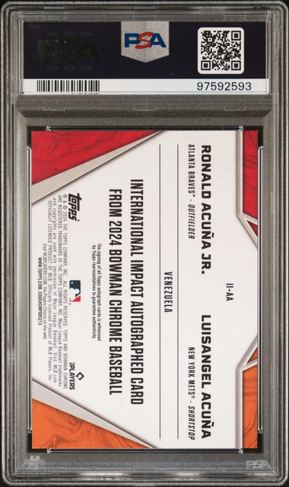 Ronald Acuna and Luisangel Acuna Bowman Chrome Dual Mini-Diamond Auto in PSA 10 case