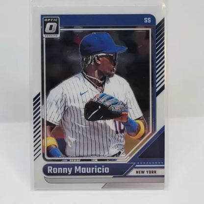 Ronny Mauricio 2024 Panini Donruss Optic card featuring New York Mets player in pinstripes