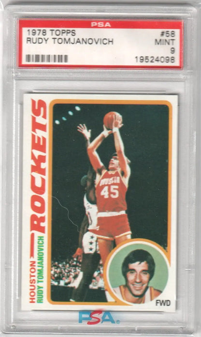 PSA-graded 1978 Topps Houston Rockets card #55 in protective case, available box free shipping