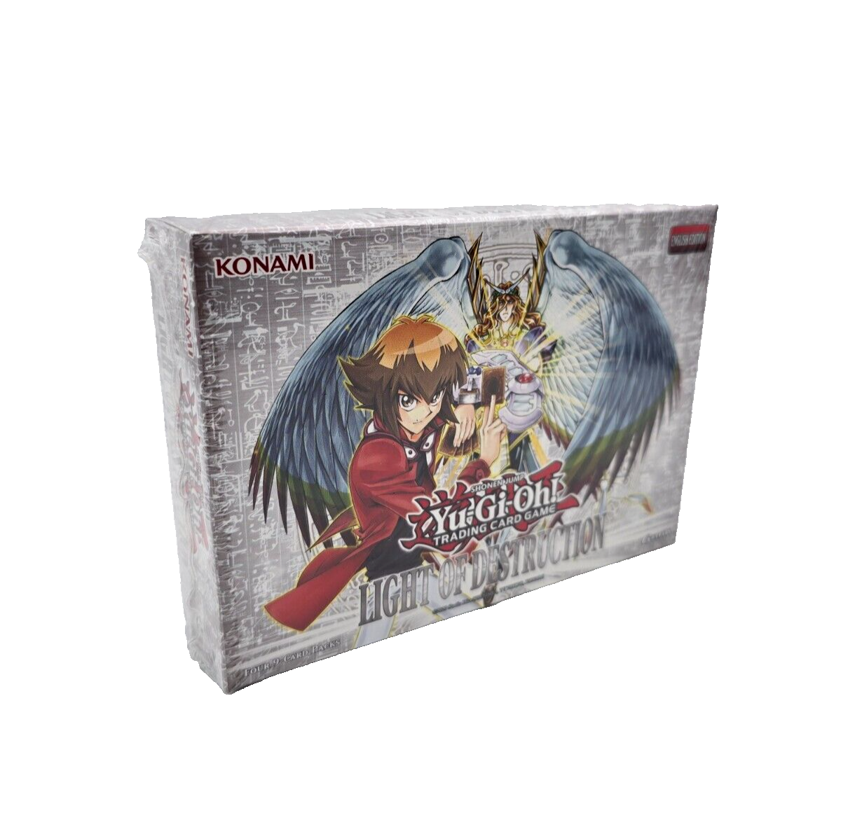 Yu-Gi-Oh Light’s Revenge booster bundle box displayed in Light of Destruction 4-pack bundle box