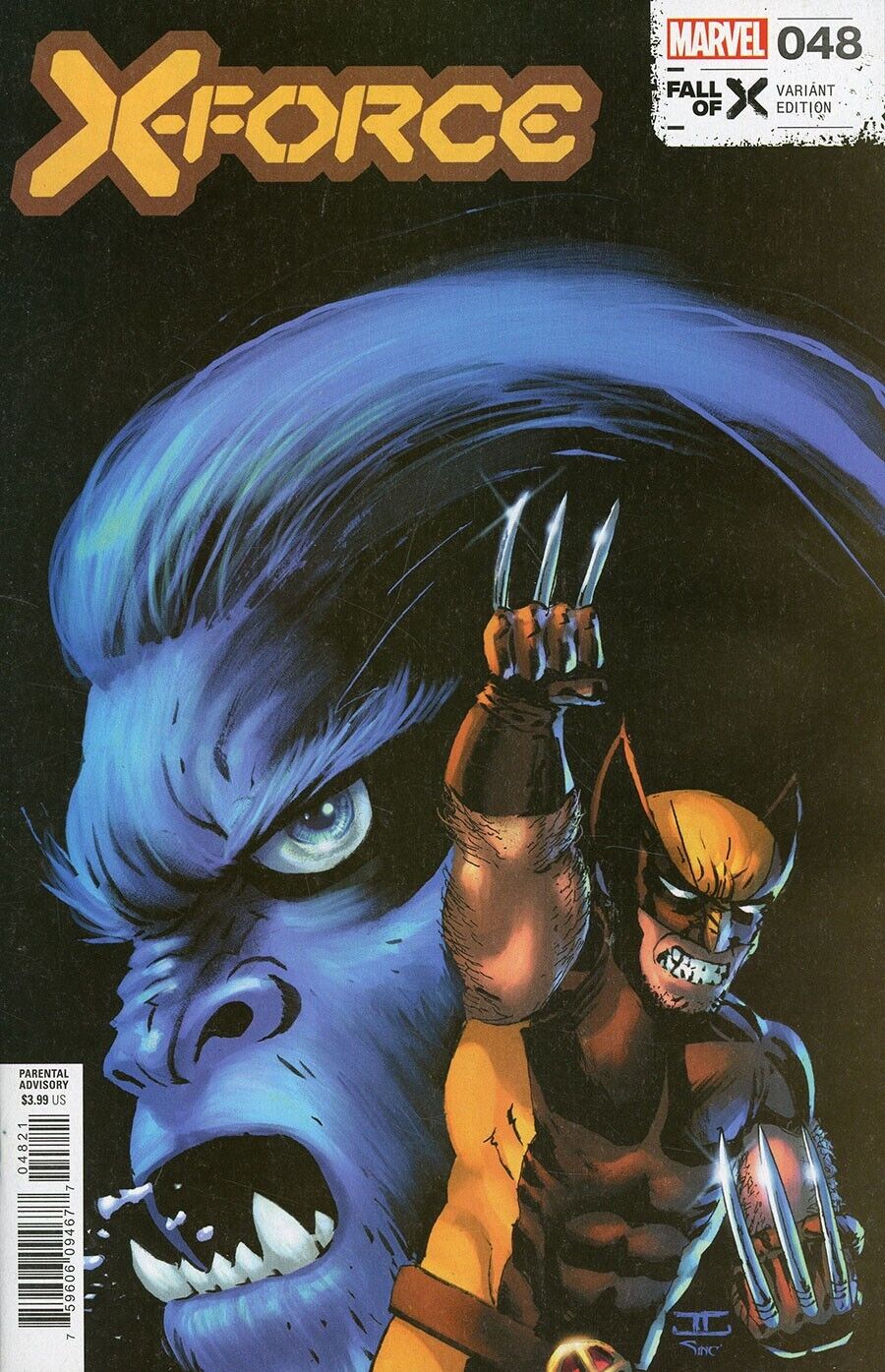 X-Force 48 John Cassaday Variant cover with blue beast and masked character for collectors