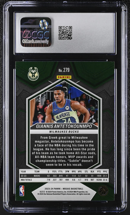 2023-24 Panini Mosaic Giannis Antetokounmpo #279 Basketball CGC 9.5