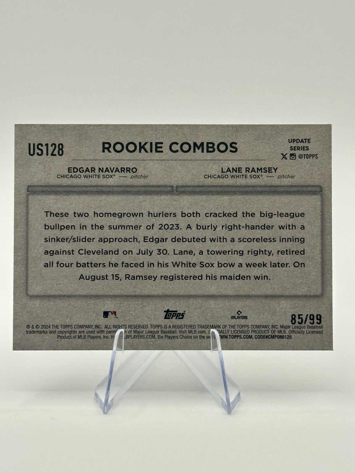 2024 Topps Update Rookie Combos Vintage Stock 85/99 Chicago White Sox #US128