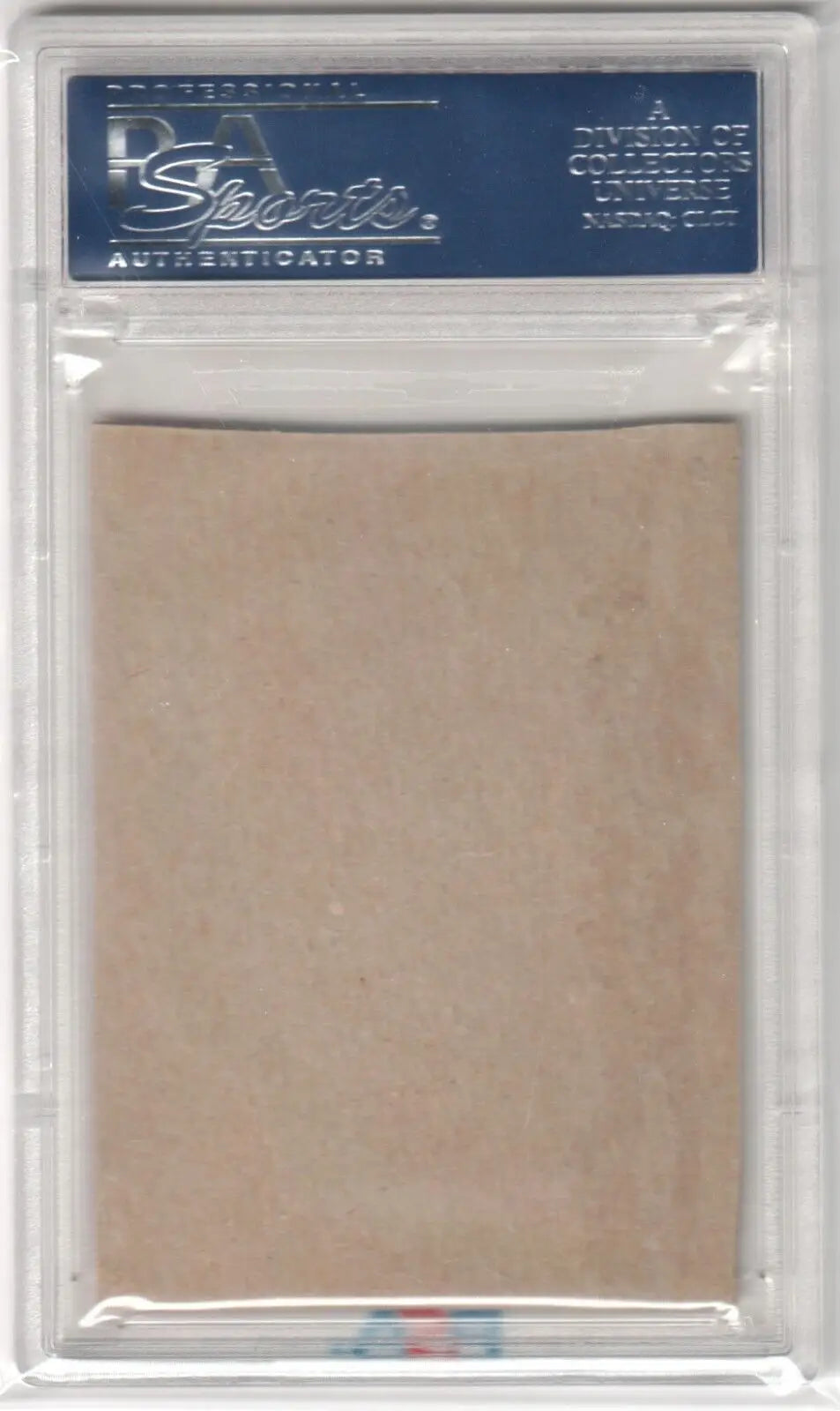 Clear plastic sleeve holding a blank beige document for SANDY KOUFAX 1962 single cards