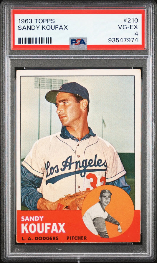 Sandy Koufax 1963 Topps baseball card in PSA holder, a gem for trading card collectors