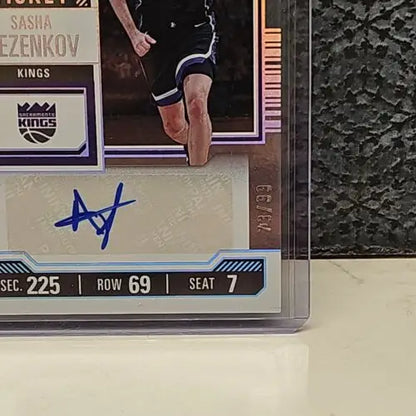 Sasha Vezenkov Contenders Playoff Ticket Kings Rookie Auto /99 autographed basketball card