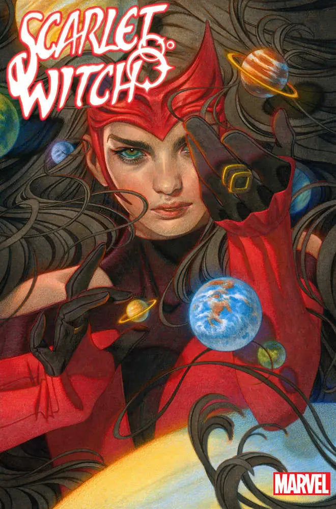 Colorful Scarlet Witch #1 Tran Nguyen Variant cover with cosmic elements and red costume