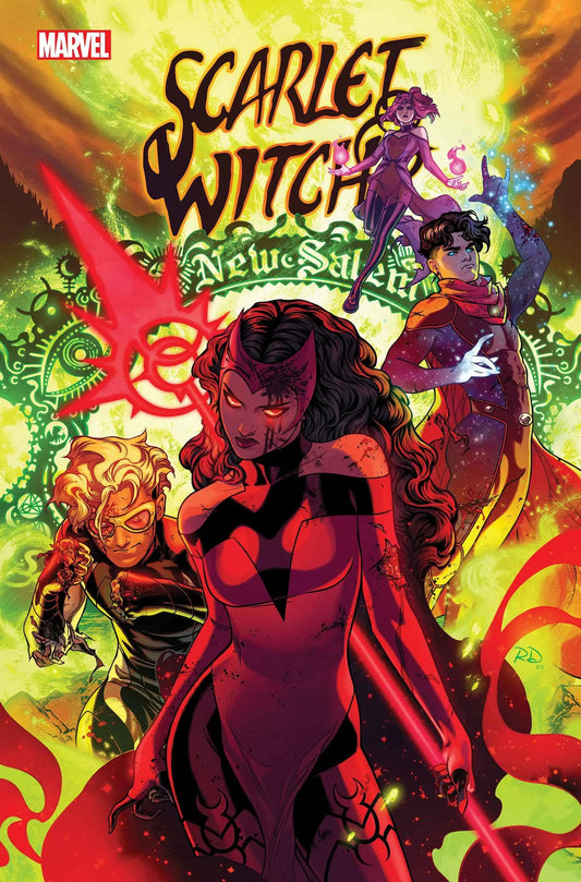 Scarlet Witch #7 comic book cover with figure in red surrounded by energy effects