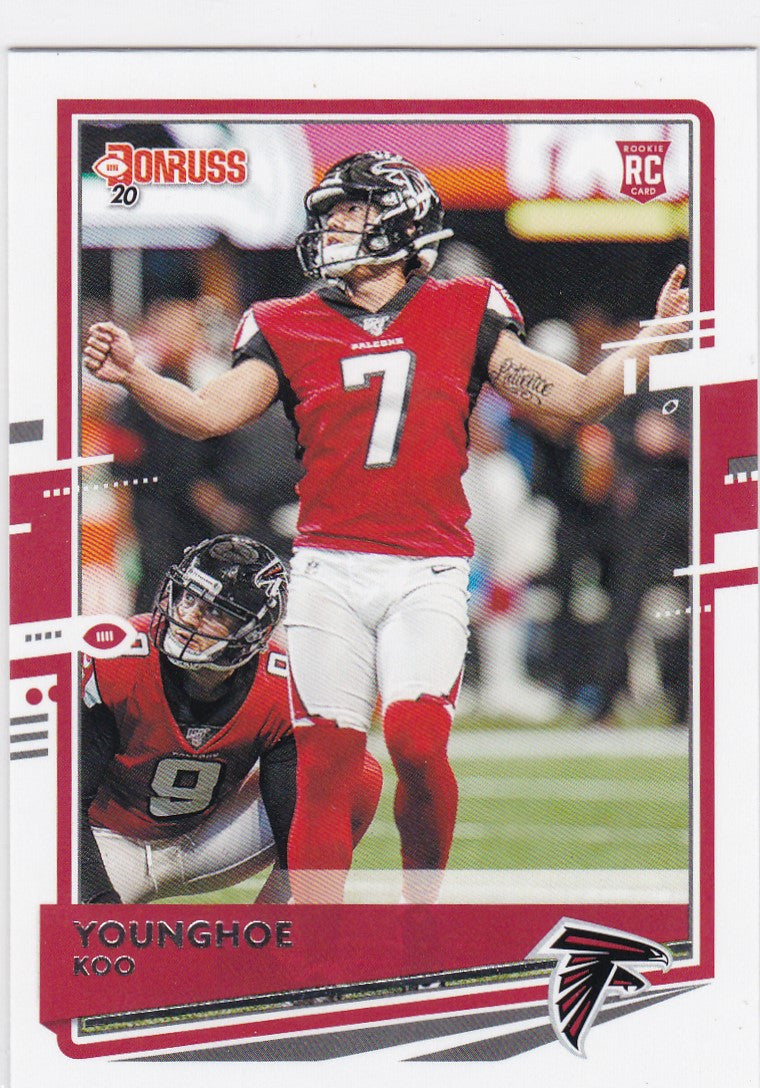 Football trading card of Younghoe Koo RC Atlanta from 2020 Panini Donruss #32