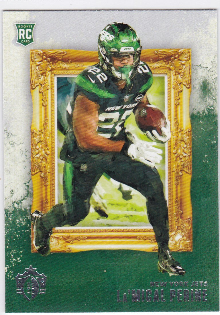 Football player in green uniform with ball, part of Panini Chronicles Gridiron Kings