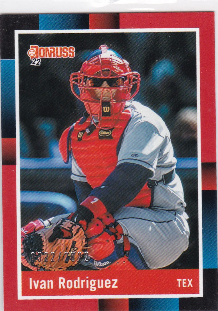 Ivan Rodriguez 1988 Retro Trading Card featuring Texas Rangers Catcher in Protective Gear