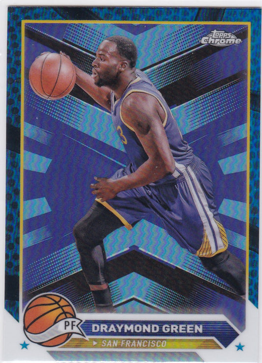 Chrome-finish Topps Chrome Blue trading card of Draymond Green San Francisco Warriors