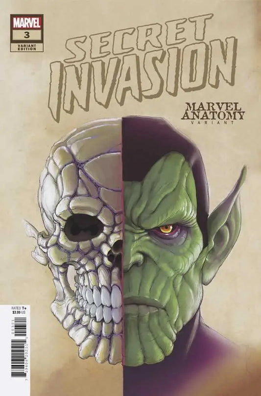 Split-view of Skrull alien head anatomy on Secret Invasion #3 Marvel Trading Cards