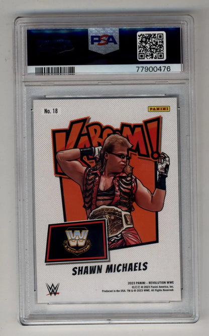 PSA-graded Shawn Michaels Revolution WWE Kaboom trading card in cartoon art style