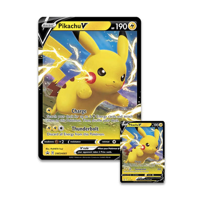 Pikachu V from Shining Fates Collection using electric attacks in Pokémon TCG