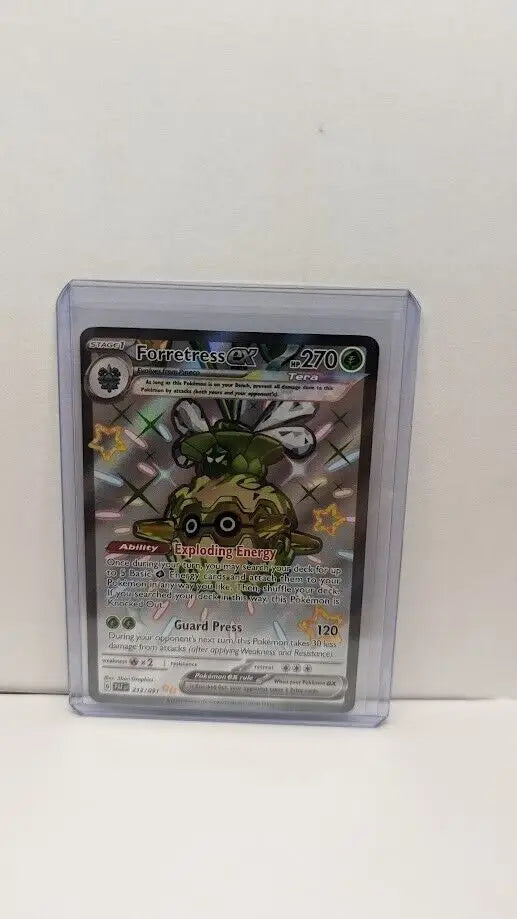 Shiny Ultra Rare Tera Forretress EX card from Paldean Fates Pokémon TCG 212/091 NM