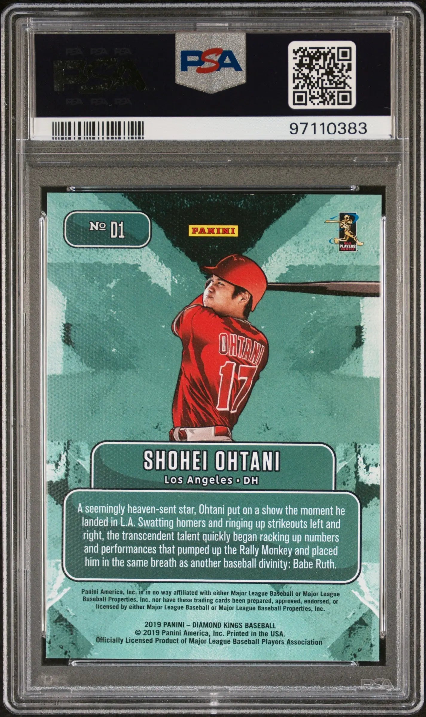 Shohei Ohtani 2019 Panini Diamond Kings Downtown #D1 PSA 10 Gem Mint trading card