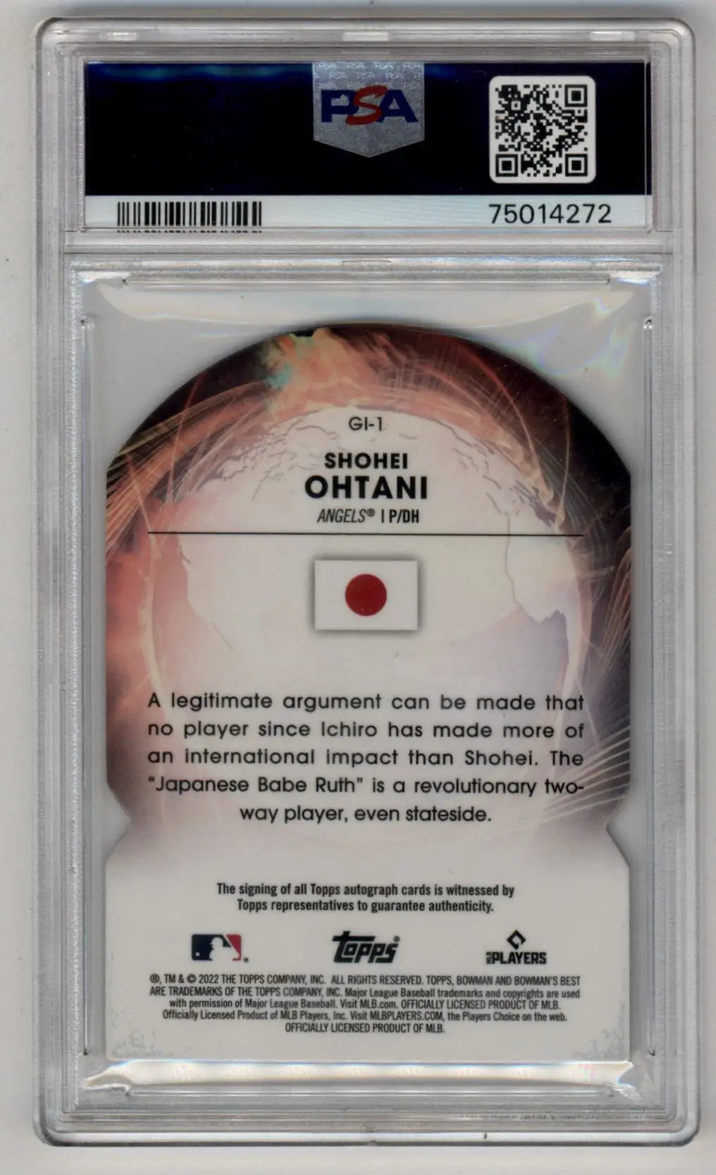 PSA-graded Shohei Ohtani 2022 Bowman’s Best Global Impact Lava Refractor Auto card