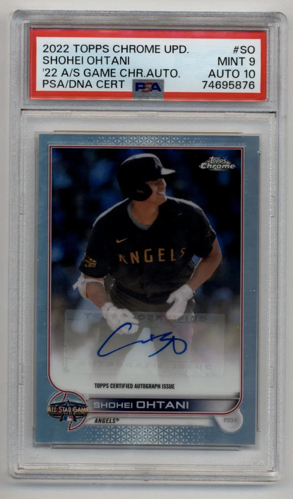 PSA-graded Shohei Ohtani 2022 Topps Chrome Update All-Star Game Auto in mint condition