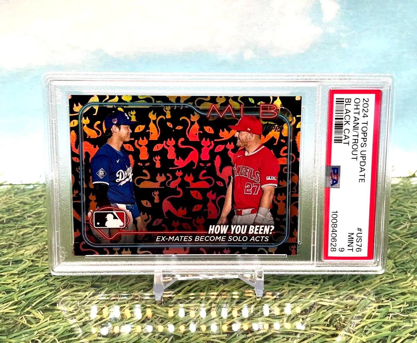 Graded Shohei Ohtani and Mike Trout Black Cat baseball card Topps Update PSA 9