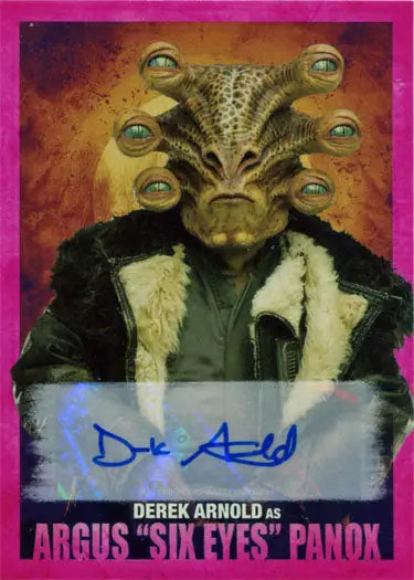 Alien creature in fur-collared jacket on Derek Arnold Solo Star Wars trading card