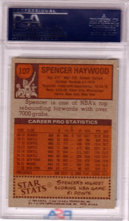 Vintage Spencer Haywood basketball card in protective case for Mint Knicks collectors