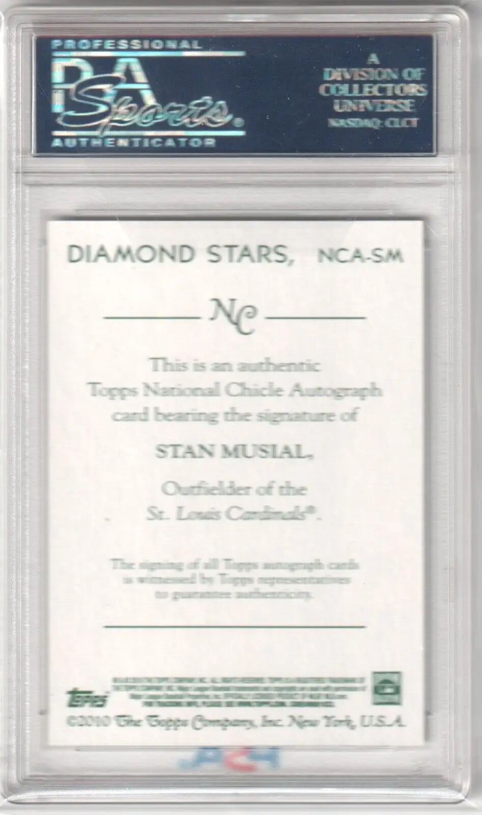 PSA-graded STAN MUSIAL autograph card in holder, perfect for single cards collectors