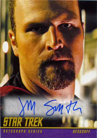 Headshot of Jason Matthew Smith in a red shirt as Hendorff from Star Trek Beyond