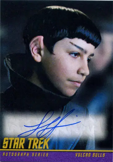 Autographed Star Trek trading card of Lorenzo James Henrie as Vulcan Bully