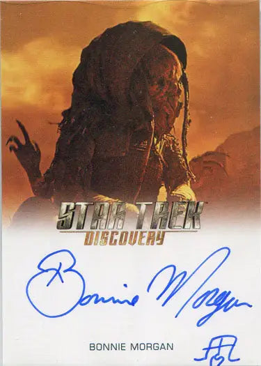 Autographed Star Trek Discovery trading card featuring Bonnie Morgan as Crepusculan