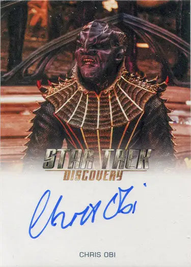 Autographed trading card of Klingon character T’Kuvma from Star Trek Discovery