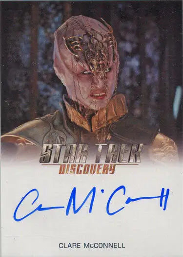 Autographed Star Trek Discovery trading card of Clare McConnell as Dennas with pink head