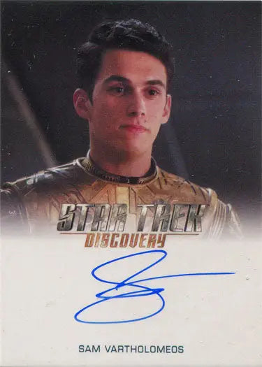 Autographed Star Trek Discovery trading card featuring Sam Vartholomeos as Cap. Connor