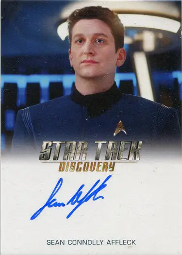 Autographed Star Trek Discovery trading card featuring Sean Connolly Affleck in uniform