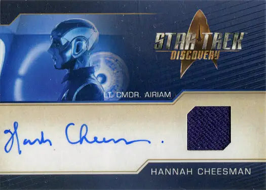 Star Trek Discovery Season 2 Autograph Relic Card featuring Airiam, autograph, and fabric swatch